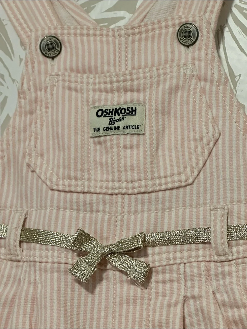 OshKosh B'gosh Light Pink Striped Overalls